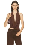 Mimchik Nico Cowl Halter Top In Brown