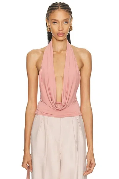 Mimchik Nico Cowl Halter Top In Pink