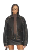 Mimchik Pint Leather Jacket In Black
