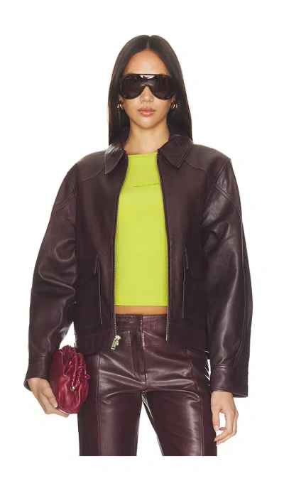 Mimchik Pint Leather Jacket In Port