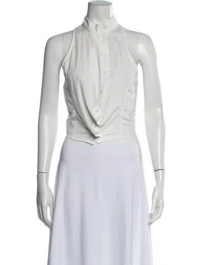 Pre-owned Mimchik Sleeveless Button-up Top In Blue