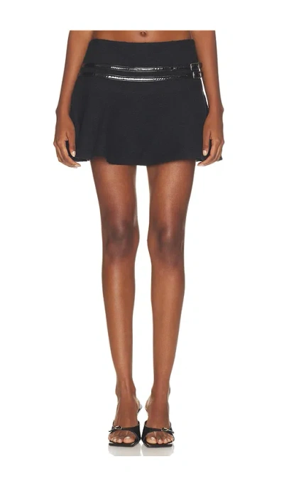 Mimchik Sophie Double Belt Mini Skirt In Black