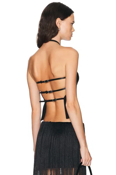 Mimchik Triple Belt Halter Top In Black