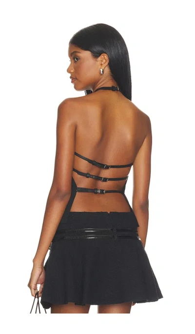 Mimchik Triple Belt Halter Top In Black