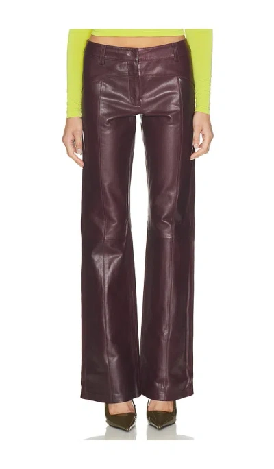 Mimchik Ventura Leather Pant In Burgundy