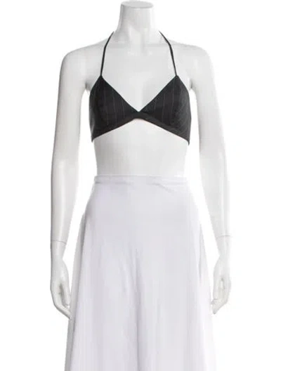 Pre-owned Mimchik Virgin Wool Striped Sports Bra In Gray