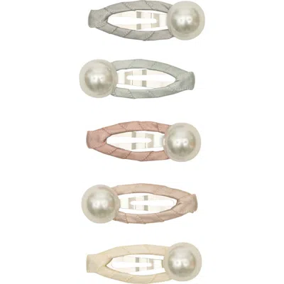 Mimi & Lula Kids'  4-pack Faux Pearl Satin Hair Clips In Multi