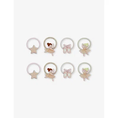 Mimi & Lula Kids' Ballerina Set Of Eight Woven Hair Ties Neutral In Multi