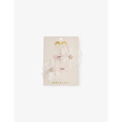 Mimi & Lula Kids' Ballerina Star Pack Of Two Fabric Clips Ivory In Neutral