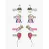 Mimi & Lula Kids' Ti Bday Theme Pack Of Eight Fabric Hair Clips In Multi