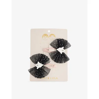 Mimi & Lula Kids' Black Ghoulish Ghost Tulle Hair Clips Set Of Two
