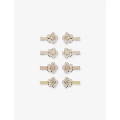 Mimi & Lula Kids' Blossom Set Of Eight Hair Clips In Burgundy