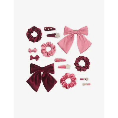 Mimi & Lula Kids' Bow-embellished Velour Gift Pouch In Burgundy