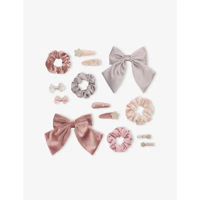 Mimi & Lula Kids' Bow-embellished Velour Gift Pouch In Pink