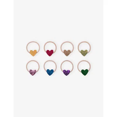 Mimi & Lula Kids' Bright Multi Jazzy Heart Pack Of Eight Mini Hair Ponies