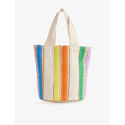Mimi & Lula Bright Multi Kids' Rainbow Woven Basket Bag In Neutral