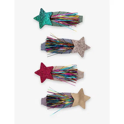Mimi & Lula Kids' Tinsel Star Set Of Four Hair Clips Bright Multi