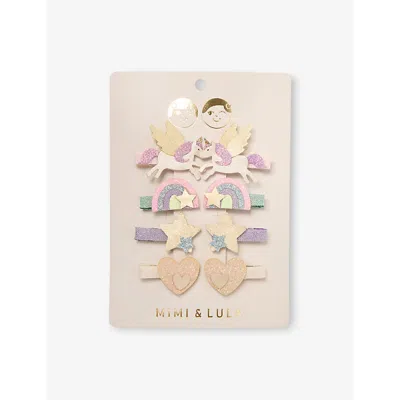Mimi & Lula Kids' Bright Multi Unicorn Mini Pack Of Eight Fabric Hair Clips
