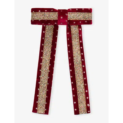Mimi & Lula Kids' Circus Glitter-embellished Velvet Hair Clip Burgundy