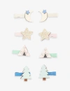 MIMI & LULA CAMPING-EMBELLISHED MINI SET OF EIGHT FAUX-LEATHER HAIR CLIPS