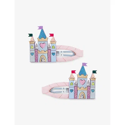 Mimi & Lula Kids' Castle Set Of Two Hair Clips Pink