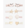 MIMI & LULA CECIL CRAB GLITTER-EMBELLISHED SET OF EIGHT FAUX-LEATHER HAIR CLIPS