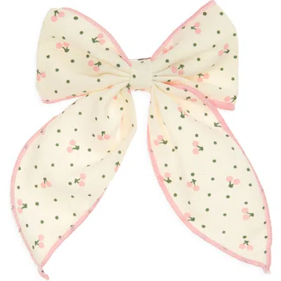 Mimi & Lula Kids'  Cherry Print Bow Hair Clip In Pink