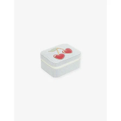 Mimi & Lula Kids' Cherry Striped Fabric Jewellery Box In White