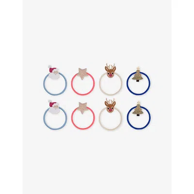 Mimi & Lula Kids' Christmas Woven Hair Ties Pack Of Eight Mult In Multi