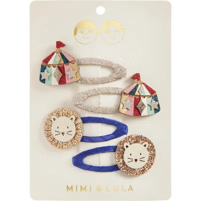 Mimi & Lula Kids'  Circus & Lion 4-piece Clic Clac Hair Clips In Multi