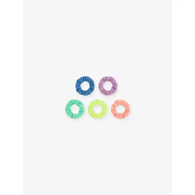 Mimi & Lula Kids' Ti Crinkle Set Of Five Hair Scrunchies In Burgundy