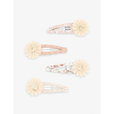 Mimi & Lula Kids' Daisy Flower-embellished Pack Of Four Hair Clips In Prairie Girl