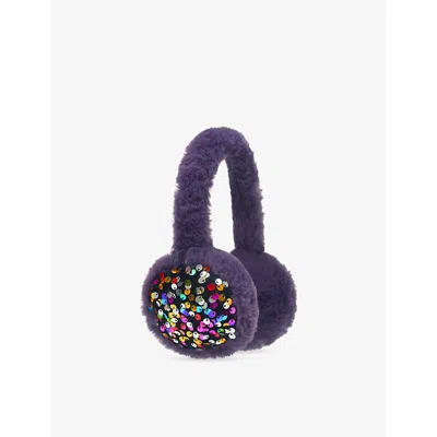 Mimi & Lula Kids' Dazzle Sequin-embellished Faux-fur Ear Muffs In Purple