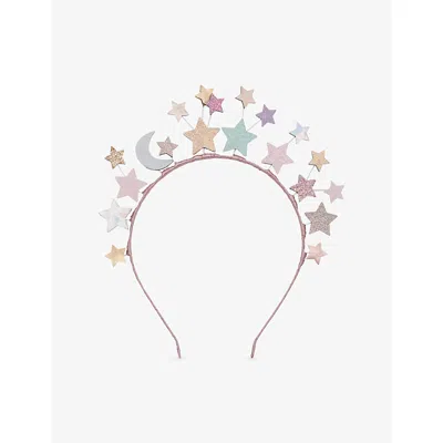 Mimi & Lula Kids' Dreamy Star Glitter-embellished Woven Headband Pastels In Pink