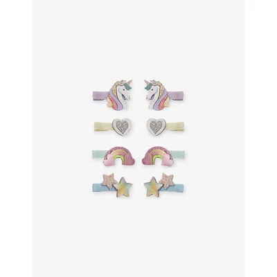 Mimi & Lula Kids' Dreamy Unicorn Set Of Eight Hair Clips In Multi