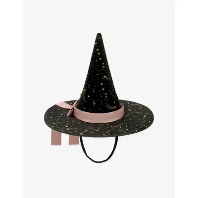 Mimi & Lula Kids' Ethel Bow Woven Witch Hat In Black