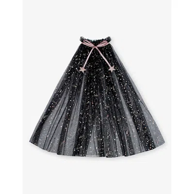 Mimi & Lula Kids' Ethel Sequin Tulle Halloween Cap In Black