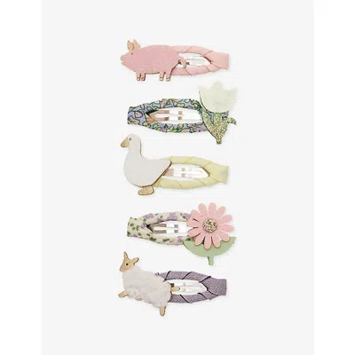 Mimi & Lula Kids' Farmyard Set Of Five Hair Clips In Multi