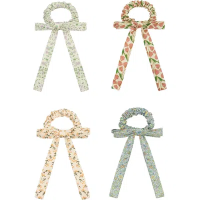 Mimi & Lula Kids'  Floral Set Of 4 Bow Scrunchies In Multi