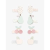 MIMI & LULA FRUIT-EMBELLISHED SET OF EIGHT WOVEN HAIR CLIPS