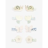 MIMI & LULA GARDEN-EMBELLISHED MINI SET OF EIGHT FAUX-LEATHER HAIR CLIPS
