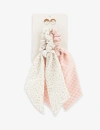 MIMI & LULA MIMI & LULA GIRLS PRAIRIE GIRL KIDS GINGHAM AND FLORAL-PRINT PACK OF TWO WOVEN SCRUNCHIES