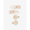 MIMI & LULA MIMI & LULA GIRLS BY THE SEASIDE KIDS FISH AND SHELL-EMBELLISHED PACK OF FOUR HAIR CLIPS
