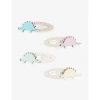 MIMI & LULA MIMI & LULA GIRLS DINOS & BUTTERFLIES KIDS DINO-EMBELLISHED PACK OF FOUR HAIR CLIPS