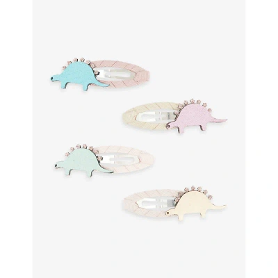 Mimi & Lula Kids' Dino-embellished Pack Of Four Hair Clips In Dinos & Butterflies