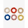 Mimi & Lula Retro Mini Set Of Six Woven Scrunchies In Multi