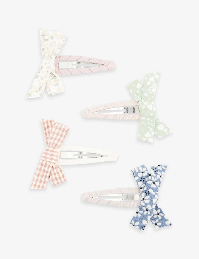 Mimi & Lula Kids' Bow-embellished Pack Of Four Hair Clips In Tulip