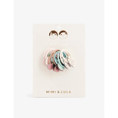 Mimi & Lula Kids' Fruit-embellished Set Of Eight Elasticated Hair Ties In Tulip