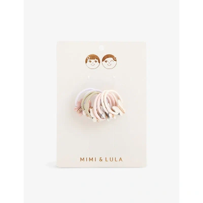 Mimi & Lula Kids' Glitter-embellished Elasticated Hair Tie Set In Tulip