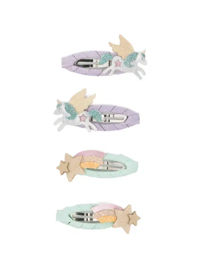 Mimi & Lula Glitter-embellished Unicorn Hair Clips In Purple